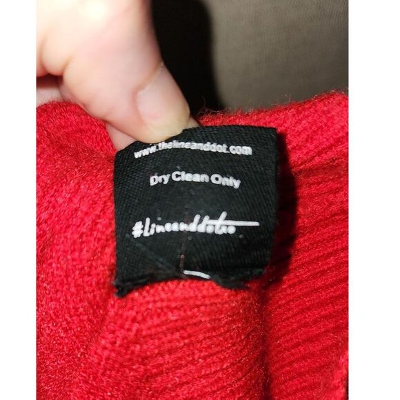 Line & Dot Red Ruffle Sleeve Mock Turtleneck Sweater Size M - Picture 5 of 10